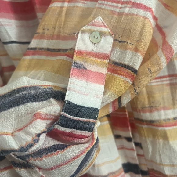 Zac & Rachel Boho Striped Multicolor Button Rayon Shirt - Picture 5 of 7